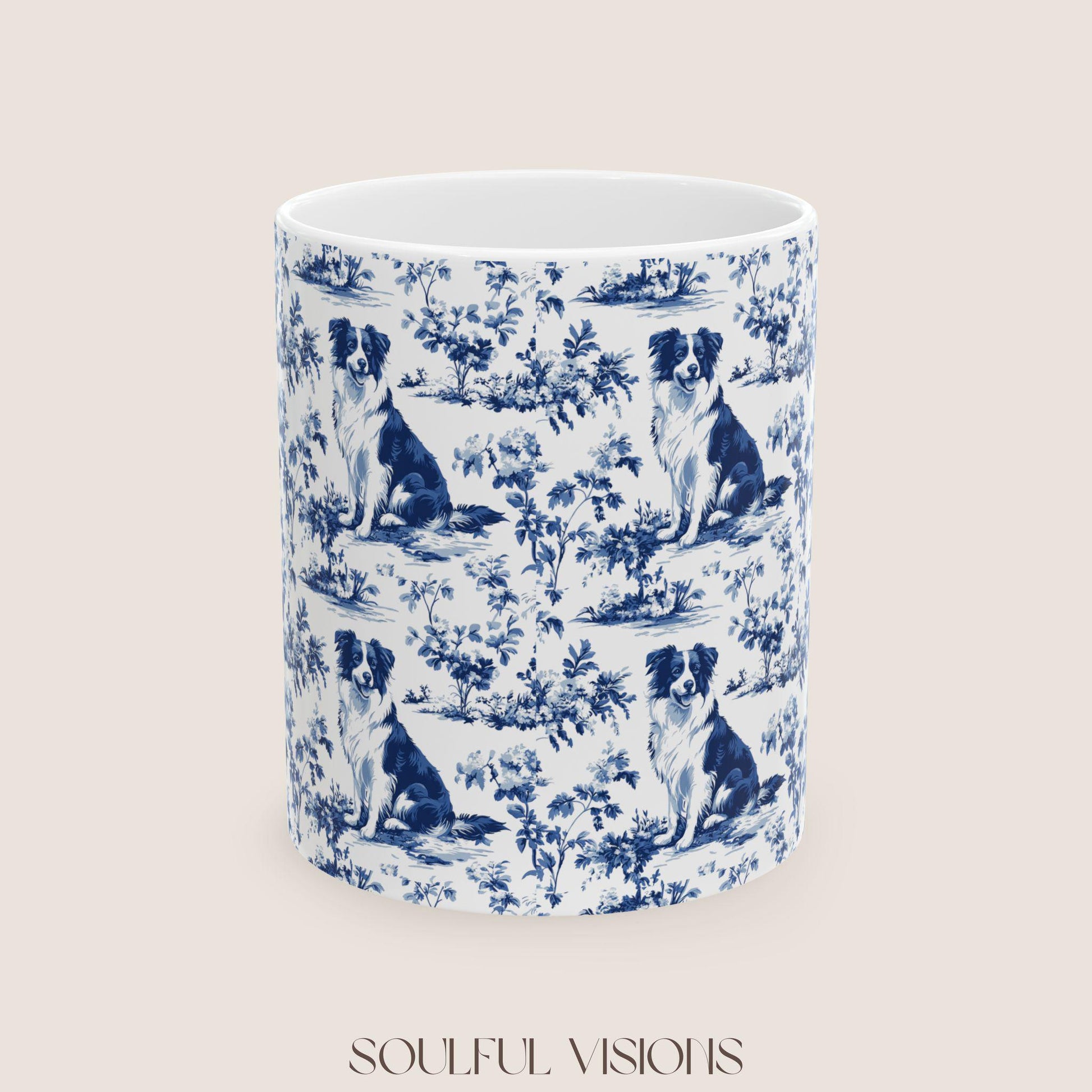 Border Collie French Toile De Jouy Mug, Border Collie Mug, Border Collie, Border Collie mom, Border Collie Coffe Cup gift, Collie Mug
