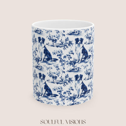 Border Collie French Toile De Jouy Mug, Border Collie Mug, Border Collie, Border Collie mom, Border Collie Coffe Cup gift, Collie Mug