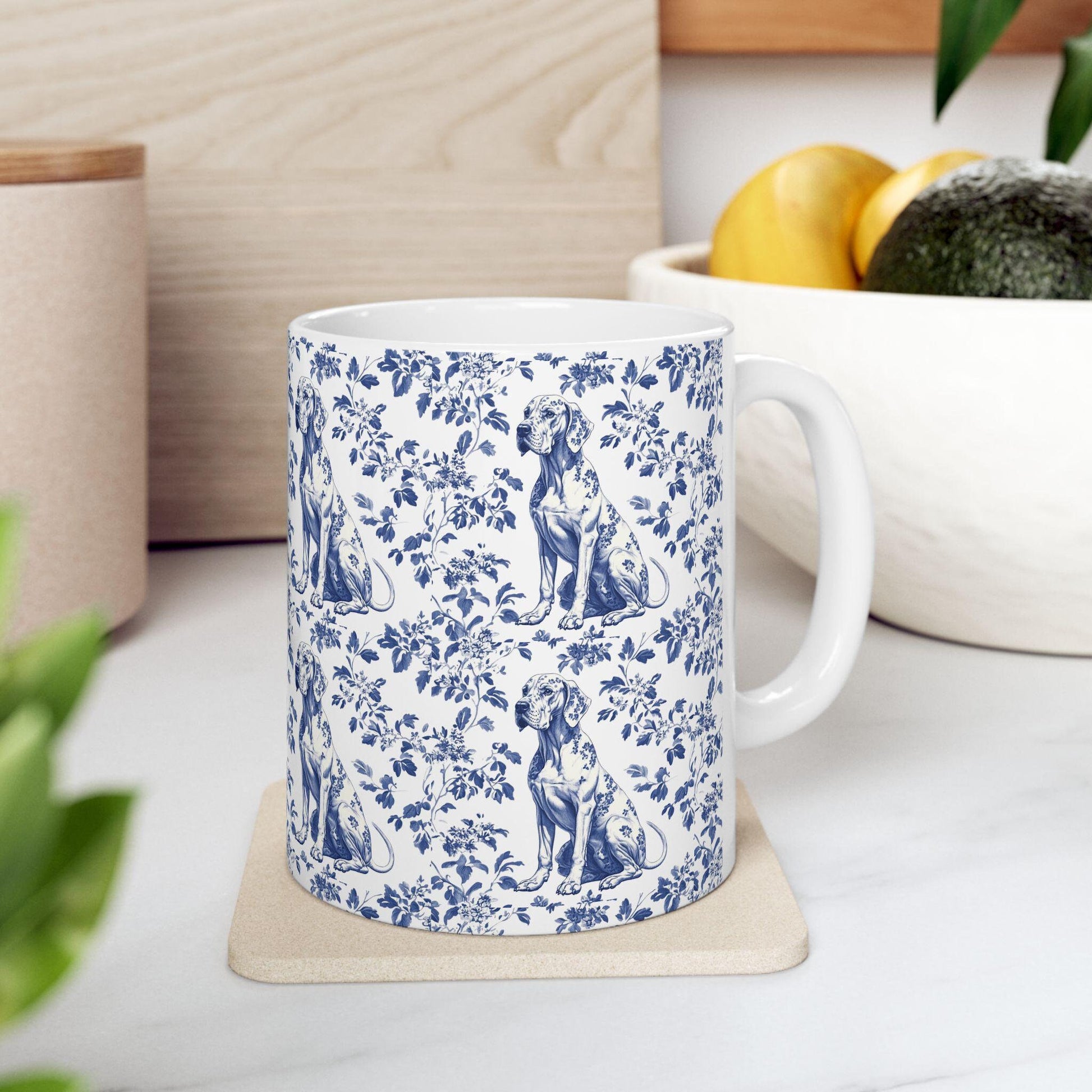 Great Dane French Toile De Jouy Mug, Great Dane Mug, Great Dane mom, Great Dane gift, Great Dane, Great Dane Lover, Great Dane Coffee Cup