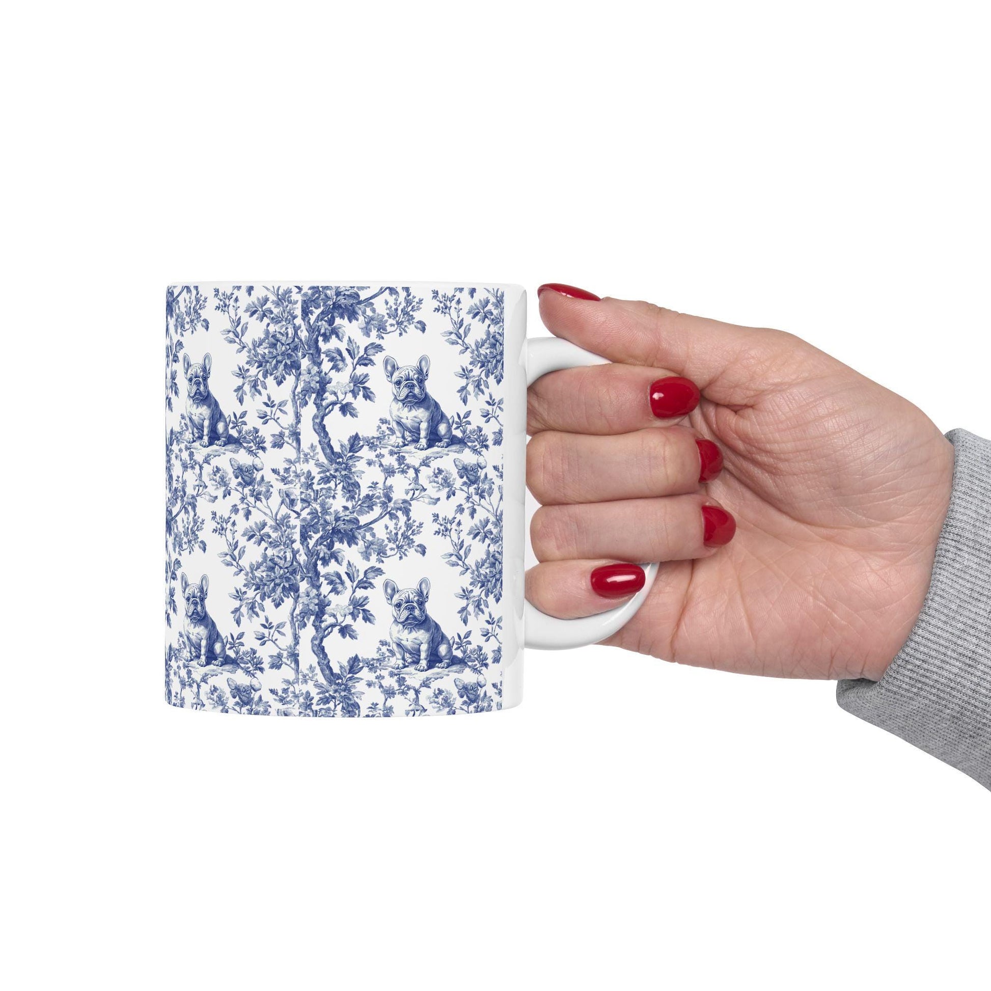 French Bulldog French Toile De Jouy Mug, French Bulldog Mug, Frenchie mom, French Bulldog, French Bulldog Lover gift, Frenchie Coffee Mug