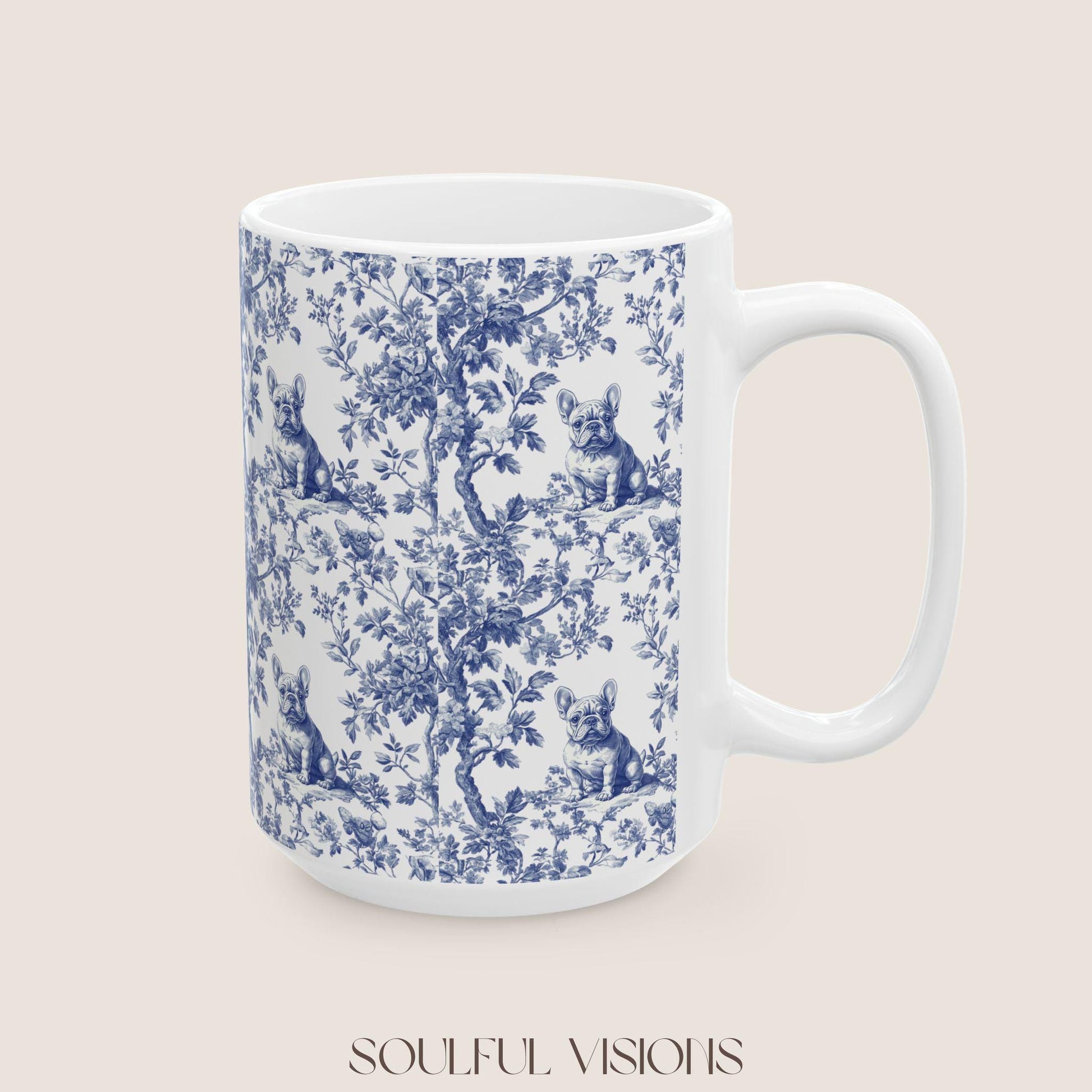 French Bulldog French Toile De Jouy Mug, French Bulldog Mug, Frenchie mom, French Bulldog, French Bulldog Lover gift, Frenchie Coffee Mug