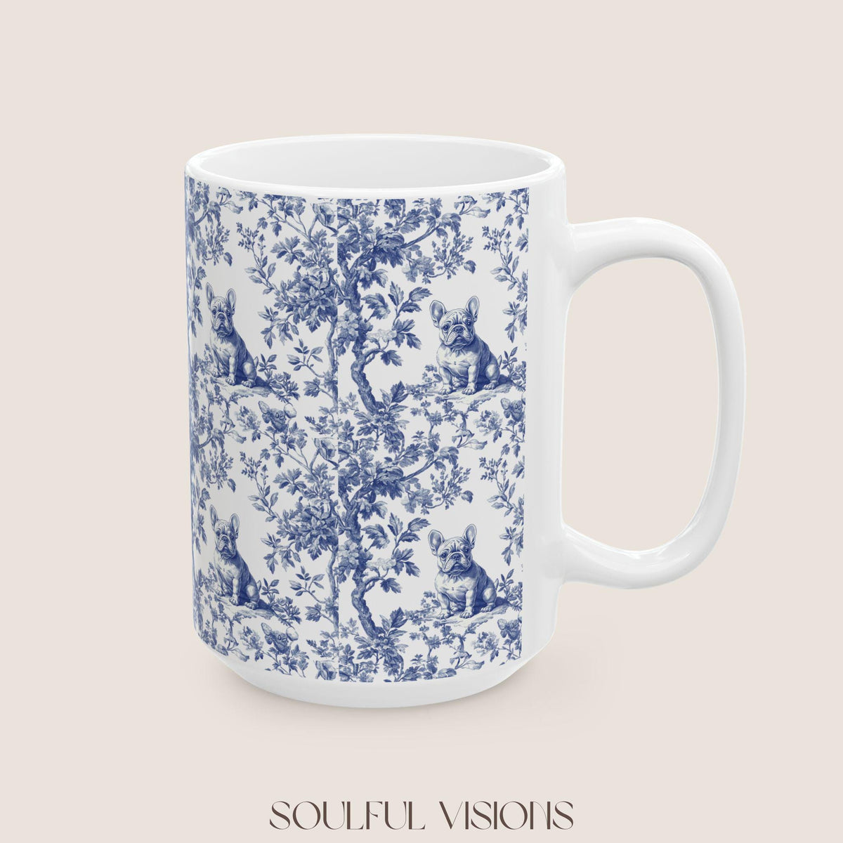 French Bulldog French Toile De Jouy Mug, French Bulldog Mug, Frenchie mom, French Bulldog, French Bulldog Lover gift, Frenchie Coffee Mug