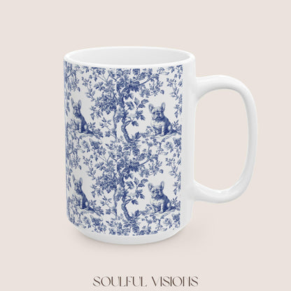 French Bulldog French Toile De Jouy Mug, French Bulldog Mug, Frenchie mom, French Bulldog, French Bulldog Lover gift, Frenchie Coffee Mug