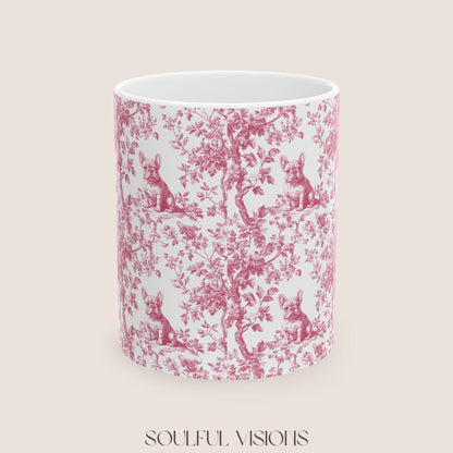 French Bulldog Pink French Toile De Jouy Mug, French Bulldog Mug, Frenchie mom, French Bulldog, French Bulldog Lover gift, Frenchie Mug