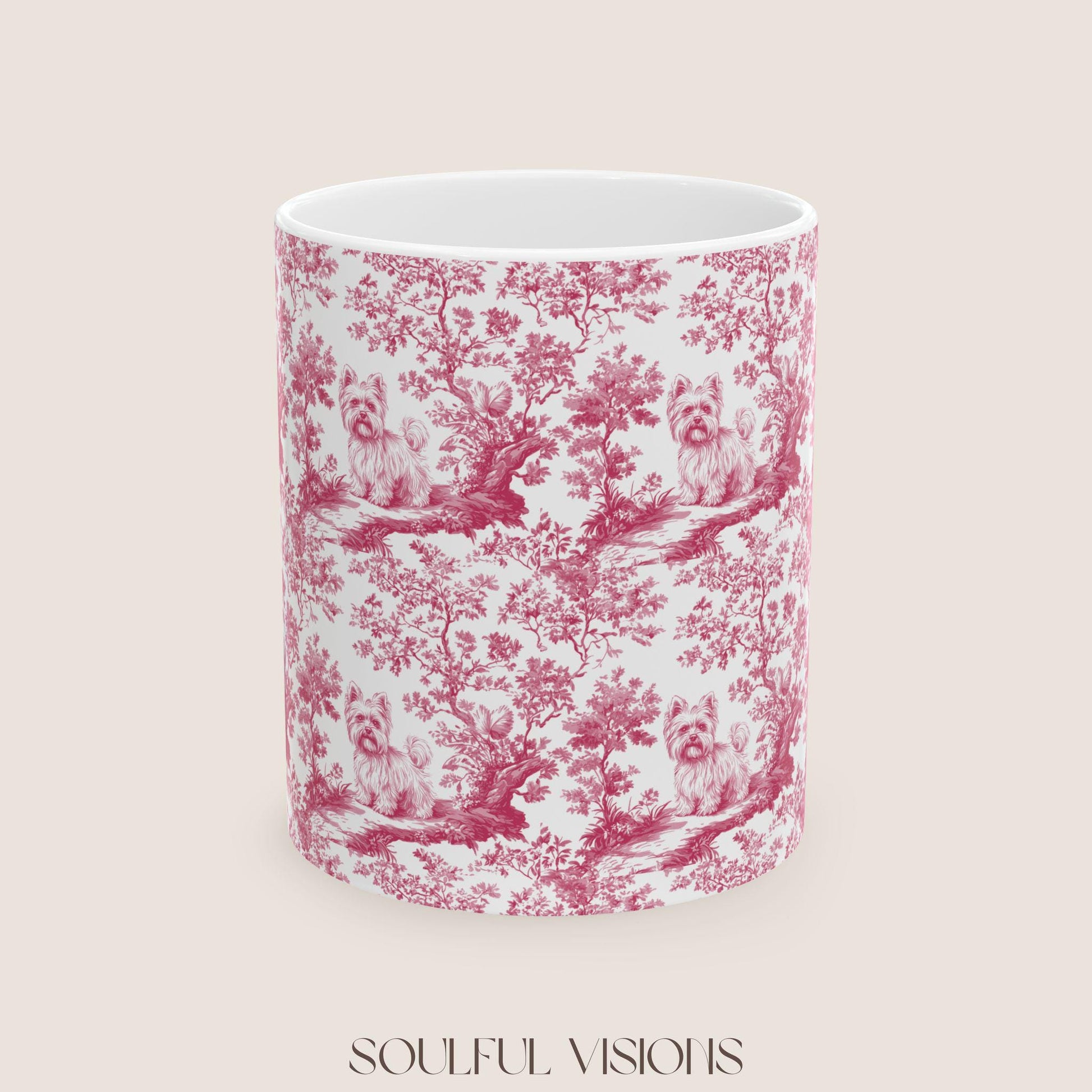 Yorkie French Pink toile de jouy Mug, Yorkie Mug, Yorkie Gifts, Yorkshire terrier, Yorkie mom, Yorkie lover, Dog mom Mug, Yorkie Owner Gift