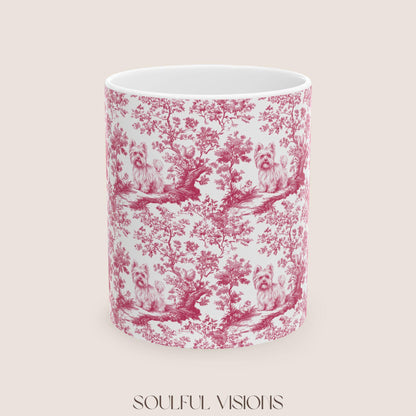 Yorkie French Pink toile de jouy Mug, Yorkie Mug, Yorkie Gifts, Yorkshire terrier, Yorkie mom, Yorkie lover, Dog mom Mug, Yorkie Owner Gift
