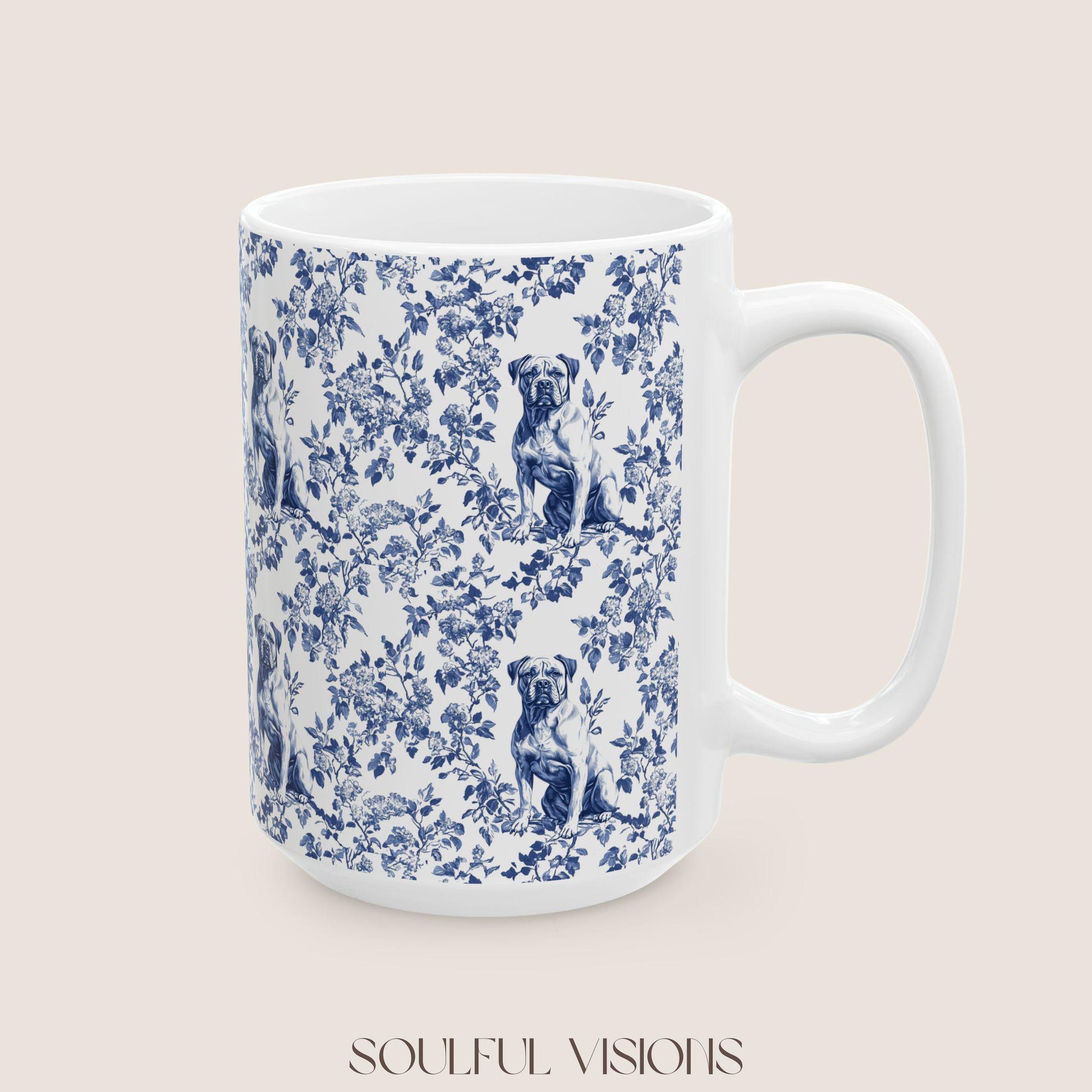 Presa Canario French Blue Toile de Jouy Mug, Presa Canario Mugs, Presa Canario Gift, Presa Canario, Presa Canario mama