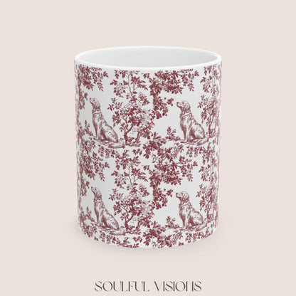 Golden Retriever French Burgundy Toile de Jouy Mug, Golden Retriever, Golden Retriever mug, Retriever Mugs, Golden Retriever Lover Gift