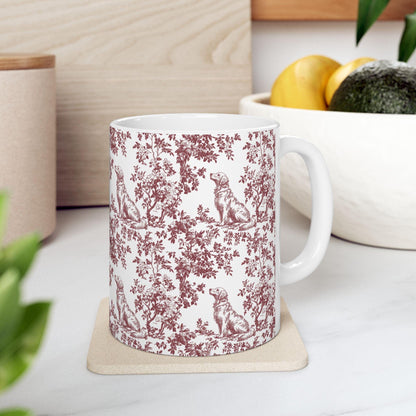 Golden Retriever French Burgundy Toile de Jouy Mug, Golden Retriever, Golden Retriever mug, Retriever Mugs, Golden Retriever Lover Gift
