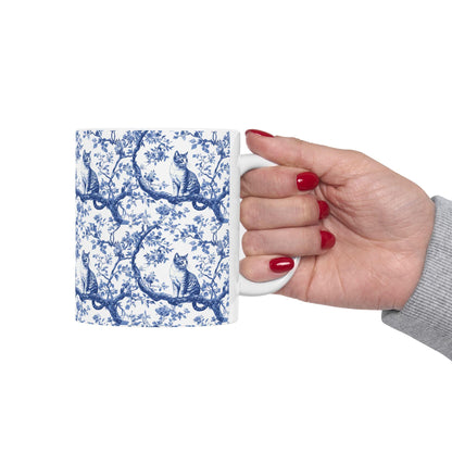 Bengal Cat French blue toile De Jouy Mug, Cat Mom Mug, Bengal Cat Mug, Gift for Bengal Cat Owner, Bengal Cat Gift, Bengal cat Coffee Cup