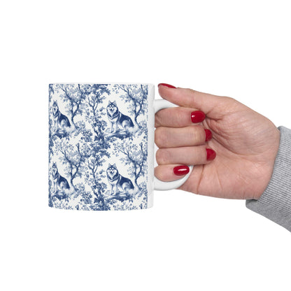 Husky French Blue Toile De Jouy Mug, Siberian Husky, Husky, Siberian Husky Mugs, Siberian Husky Lover, Husky dog mom, Husky Mug