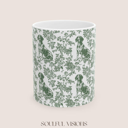 Pointer French Pastel Toile de Jouy Mug, GSP Coffee Mug 15 oz 11 oz, Pointer Mom Mug, German Shorthaired Pointer Gifts, GSP, GSP Gifts