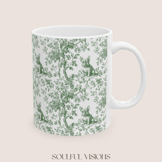 French Bulldog French Toile De Jouy Mug, French Bulldog Mug, Frenchie mom, French Bulldog, French Bulldog Lover gift, Frenchie Coffee Mug