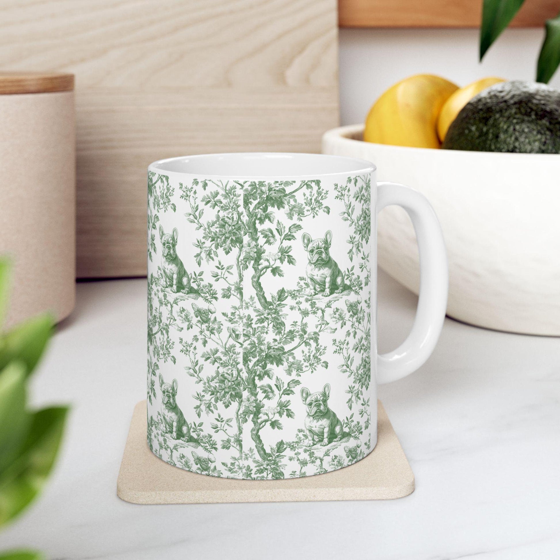 French Bulldog French Toile De Jouy Mug, French Bulldog Mug, Frenchie mom, French Bulldog, French Bulldog Lover gift, Frenchie Coffee Mug