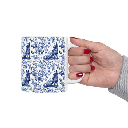 Belgian Malinois French Toile De Jouy Mug, Belgian Malinois Mug, Belgian Malinois gift, Belgian Malinois Lover Gift, Malinois Ceramic Mug