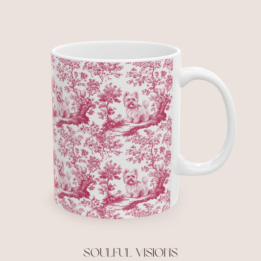 Yorkie French Pink toile de jouy Mug, Yorkie Mug, Yorkie Gifts, Yorkshire terrier, Yorkie mom, Yorkie lover, Dog mom Mug, Yorkie Owner Gift