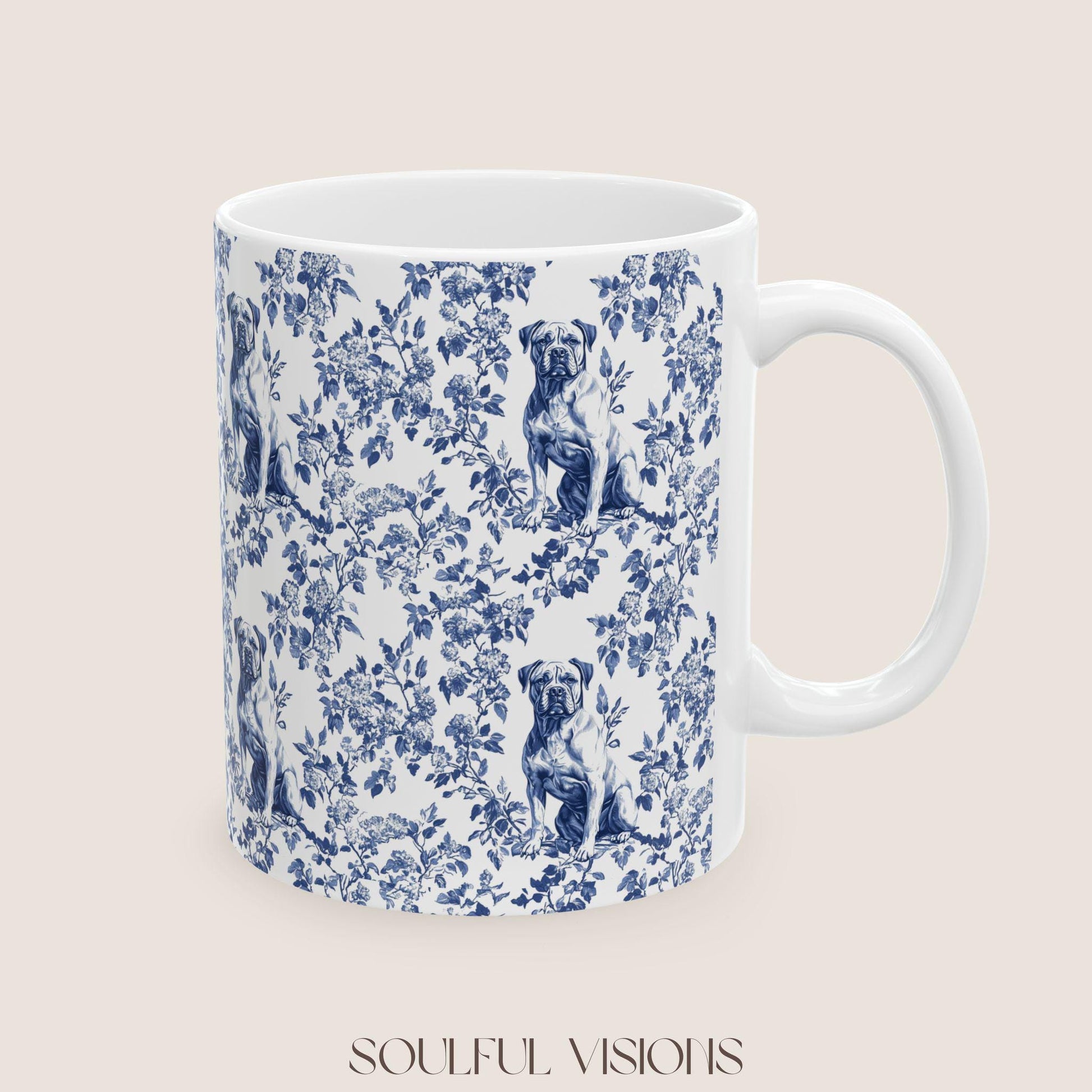 Presa Canario French Blue Toile de Jouy Mug, Presa Canario Mugs, Presa Canario Gift, Presa Canario, Presa Canario mama