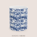Pekingese French Blue Toile de Jouy Mug, Blue Toile Coffee Cup, Gift for Pekingese Mom, Pekingese Mugs, Pekingese Lover Gift