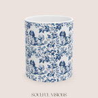 Cavalier King Charles Spaniel French Blue Toile de Jouy Mug, Blue toile de jouy Mug, Cavalier mug, Cavalier Spaniel Gift, Cavalier Spaniel