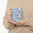 Cavalier King Charles Spaniel French Blue Toile de Jouy Mug, Blue toile de jouy Mug, Cavalier mug, Cavalier Spaniel Gift, Cavalier Spaniel