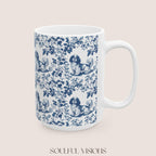 Cavalier King Charles Spaniel French Blue Toile de Jouy Mug, Blue toile de jouy Mug, Cavalier mug, Cavalier Spaniel Gift, Cavalier Spaniel