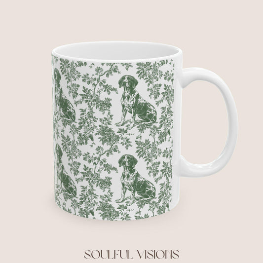 Pointer French Pastel Toile de Jouy Mug, GSP Coffee Mug 15 oz 11 oz, Pointer Mom Mug, German Shorthaired Pointer Gifts, GSP, GSP Gifts
