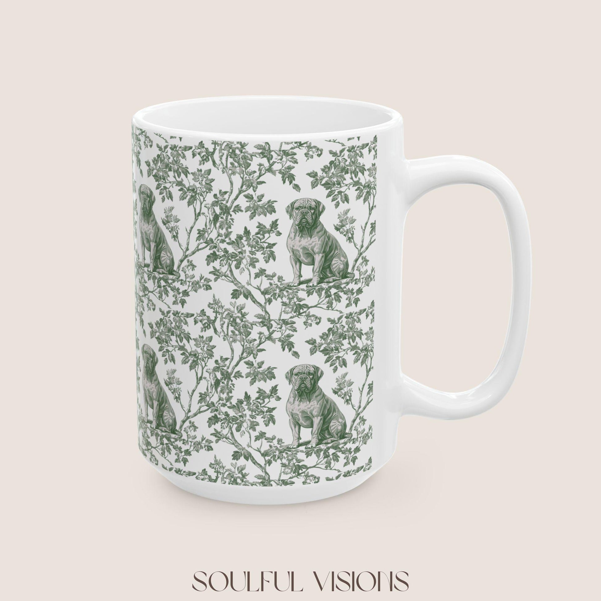 Dogue De Bordeaux French Pastel Toile de Jouy Mug, Dogue De Bordeaux Mug, Dogue De Bordeaux Gift, Dogue De Bordeaux lover, Dogue De Bordeaux
