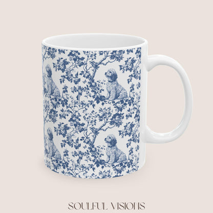 Goldendoodle French Blue Toile de Jouy Mug, Goldendoodle Mugs, Doodle Gift, Golden doodle gift, Goldendoodle, Doodle mama Gift, Doodle Mom