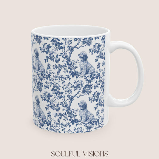Goldendoodle French Blue Toile de Jouy Mug, Goldendoodle Mugs, Doodle Gift, Golden doodle gift, Goldendoodle, Doodle mama Gift, Doodle Mom
