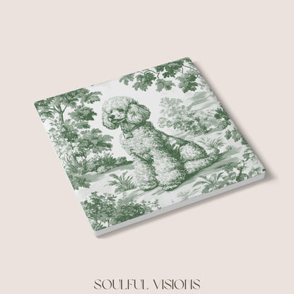 Poodle Ceramic Coaster French Pastel Toile, Poodle French Toile Drink Coaster, Poodle Mom Gift, Dog Lover Coaster