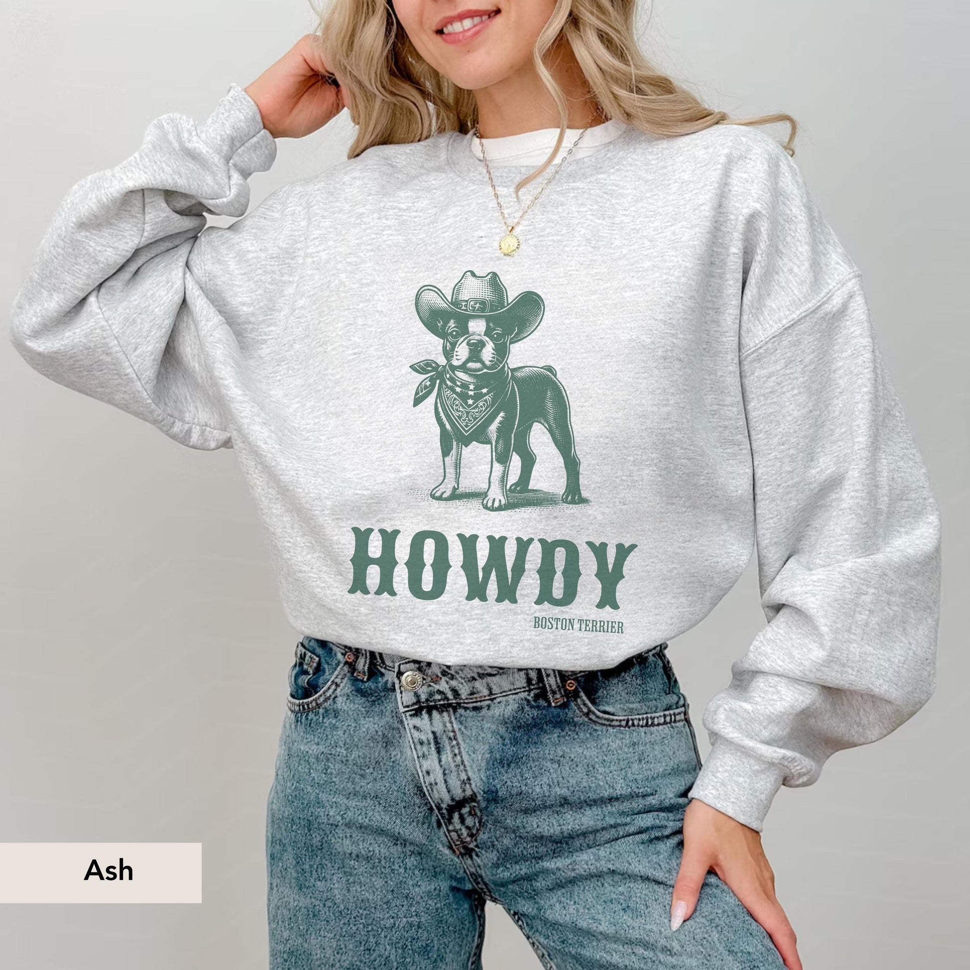 Howdy Boston Terrier Sweatshirt, Boston Terrier Shirt, Boston Terrier, Boston Terrier Dog, Boston Terrier gifts, Dog Cowboy