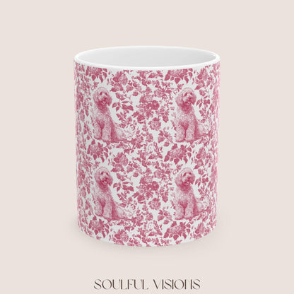 Labradoodle French Pink Toile de Jouy Mug, Labradoodle Mug, Doodle Gift, Labradoodle gift, Toile Dog mug, Doodle mama Gift, Labradoodle mama