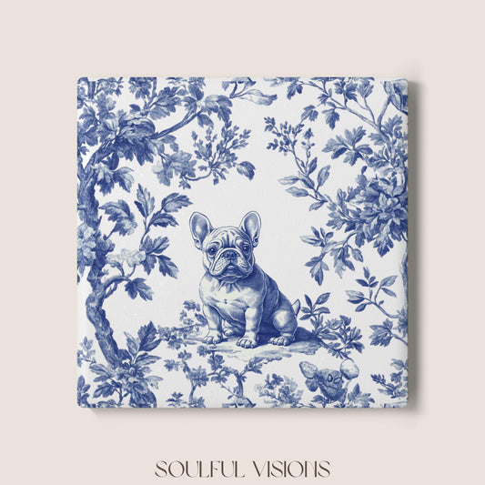 French Bulldog Ceramic Coaster French Blue Toile, French Bulldog Drink Coaster, Frenchie Mom Gift, Dog Coaster, French Bulldog Gifts