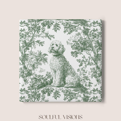 Goldendoodle Ceramic Coaster French Pastel Toile, Goldendoodle French Toile Drink Coaster, Goldendoodle Mom Gift, Dog Lover Coaster