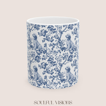 Goldendoodle French Blue Toile de Jouy Mug, Goldendoodle Mugs, Doodle Gift, Golden doodle gift, Goldendoodle, Doodle mama Gift, Doodle Mom