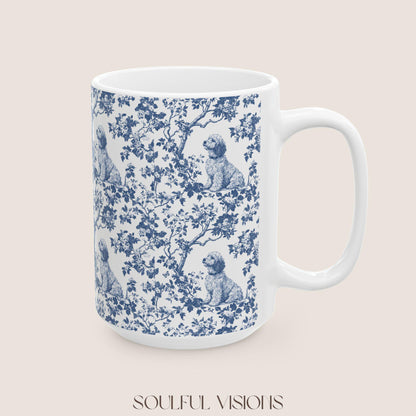 Goldendoodle French Blue Toile de Jouy Mug, Goldendoodle Mugs, Doodle Gift, Golden doodle gift, Goldendoodle, Doodle mama Gift, Doodle Mom