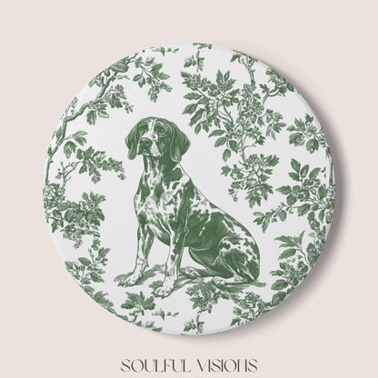 GSP Ceramic Coaster French Pastel Toile, German Shorthaired Pointer French Toile Drink Coaster, Pointer Mom Gift, Dog Lover Coaster