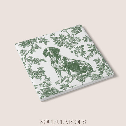 GSP Ceramic Coaster French Pastel Toile, German Shorthaired Pointer French Toile Drink Coaster, Pointer Mom Gift, Dog Lover Coaster