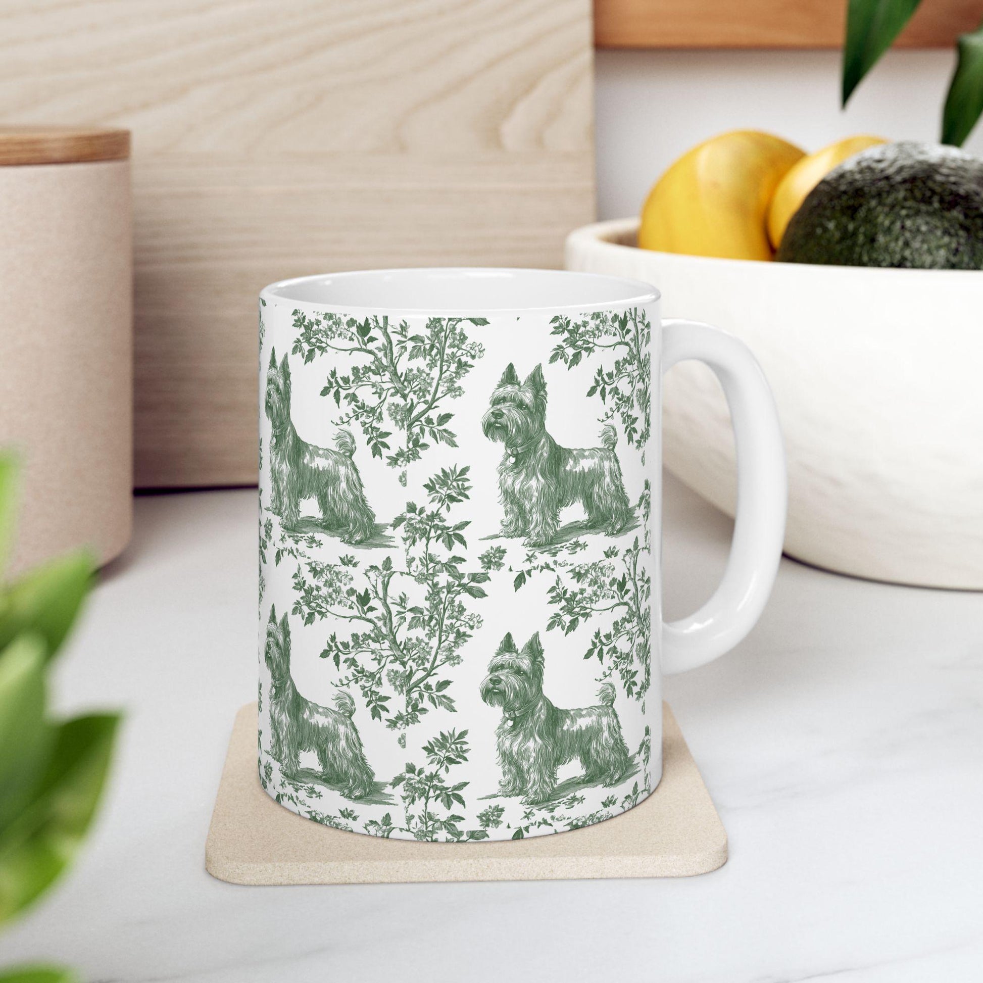 Scottish Terrier French Pastel Toile de Jouy Mug, Dog Mugs, Scottie Terrier Coffee Mug, Scottie Mom Gifts, Scottish Terrier Lover Gift