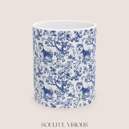 Shiba inu French Blue Toile de Jouy Mug, Dog Mugs, Shiba inu Coffee Mug, Shiba inu Mom Gifts, Shiba inu Lover Gift