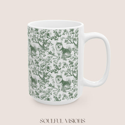 Shiba inu French Pastel Green Toile de Jouy Mug, Dog Mugs, Shiba inu Coffee Mug, Shiba inu Mom Gifts, Shiba inu Lover Gift