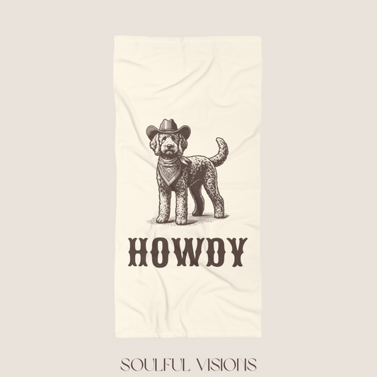Howdy Labradoodle Beach Towel