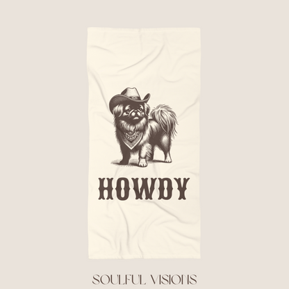 Howdy Pekingese Beach Towel