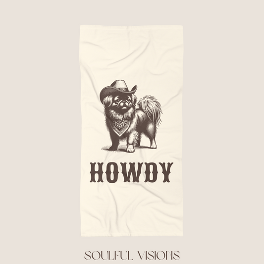 Howdy Pekingese Beach Towel