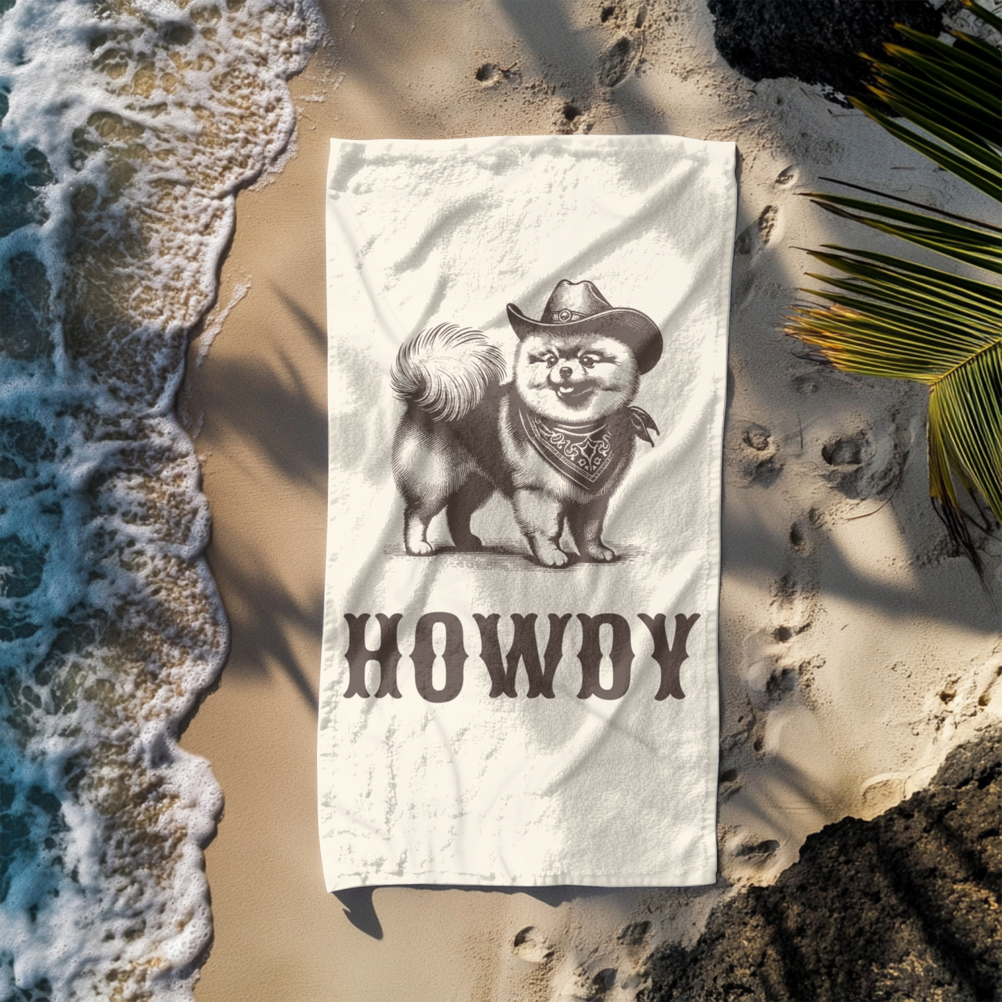 Howdy Pomeranian Beach Towel