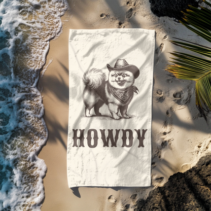 Howdy Pomeranian Beach Towel