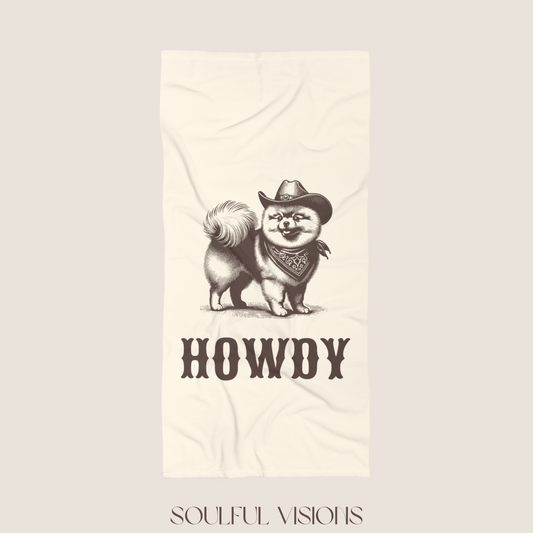 Howdy Pomeranian Beach Towel