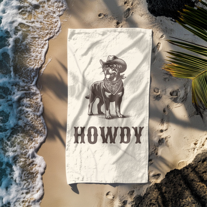 Howdy Rottweiler Beach Towel