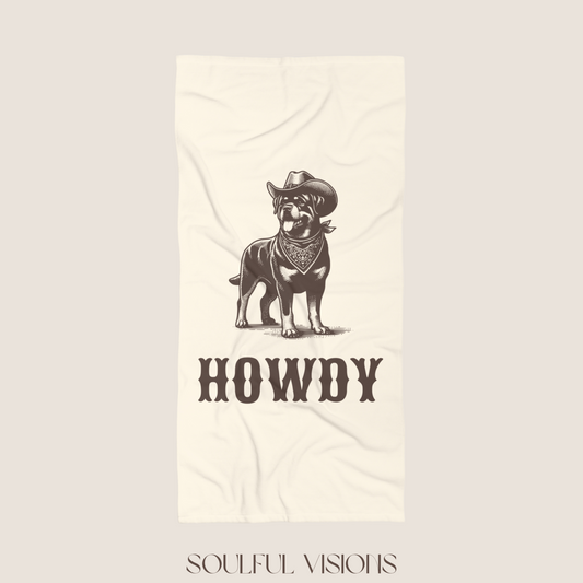 Howdy Rottweiler Beach Towel