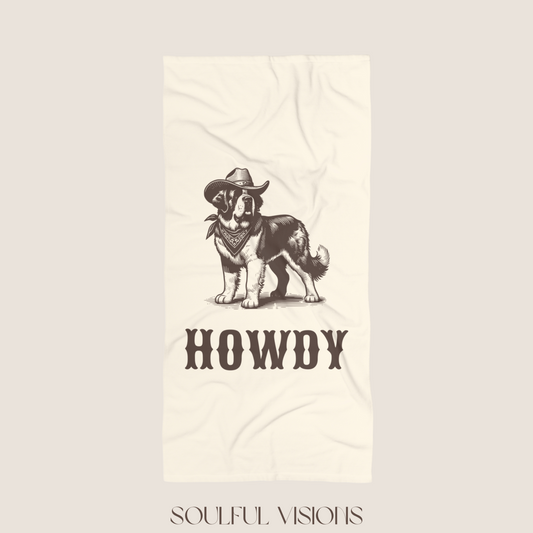 Howdy Saint Bernard Beach Towel